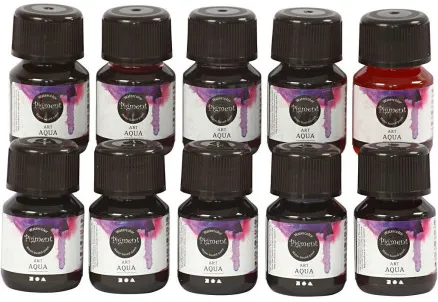 Flytende akvarellmaling, ass. farger, 30 ml/10 stk.