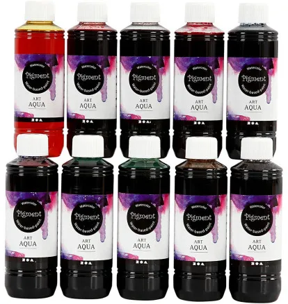 Flytende akvarellmaling, ass. farger, 250 ml/10 stk.