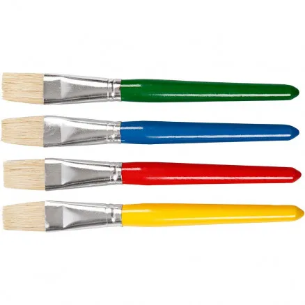 Barnepensler, flate, L: 19 cm, B: 20 mm, 4 stk./ 1 pk.