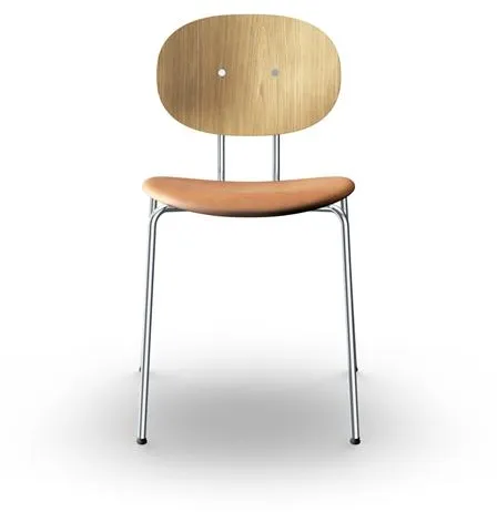 Sibast Furniture Piet Hein Spisestuestol Krom Eik og Cognac Skinn
